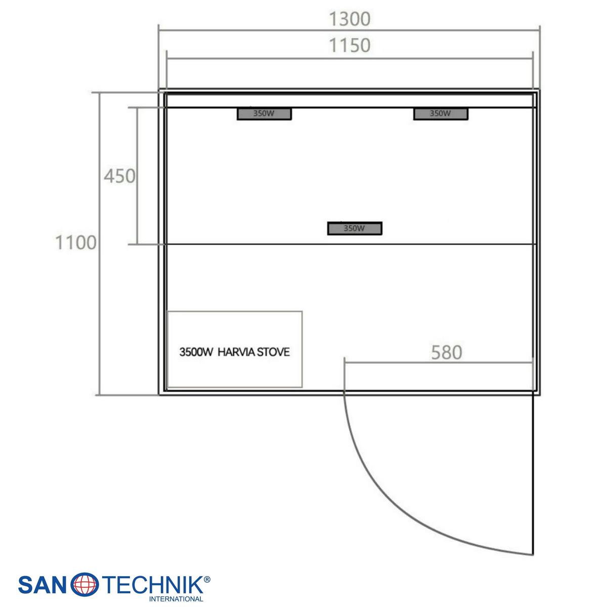 Infrarotkabine 2 Personen LBH: 130x120x200 cm - Naturfarben, Basics, Glas/Holz (130/120/200cm) - Sanotechnik