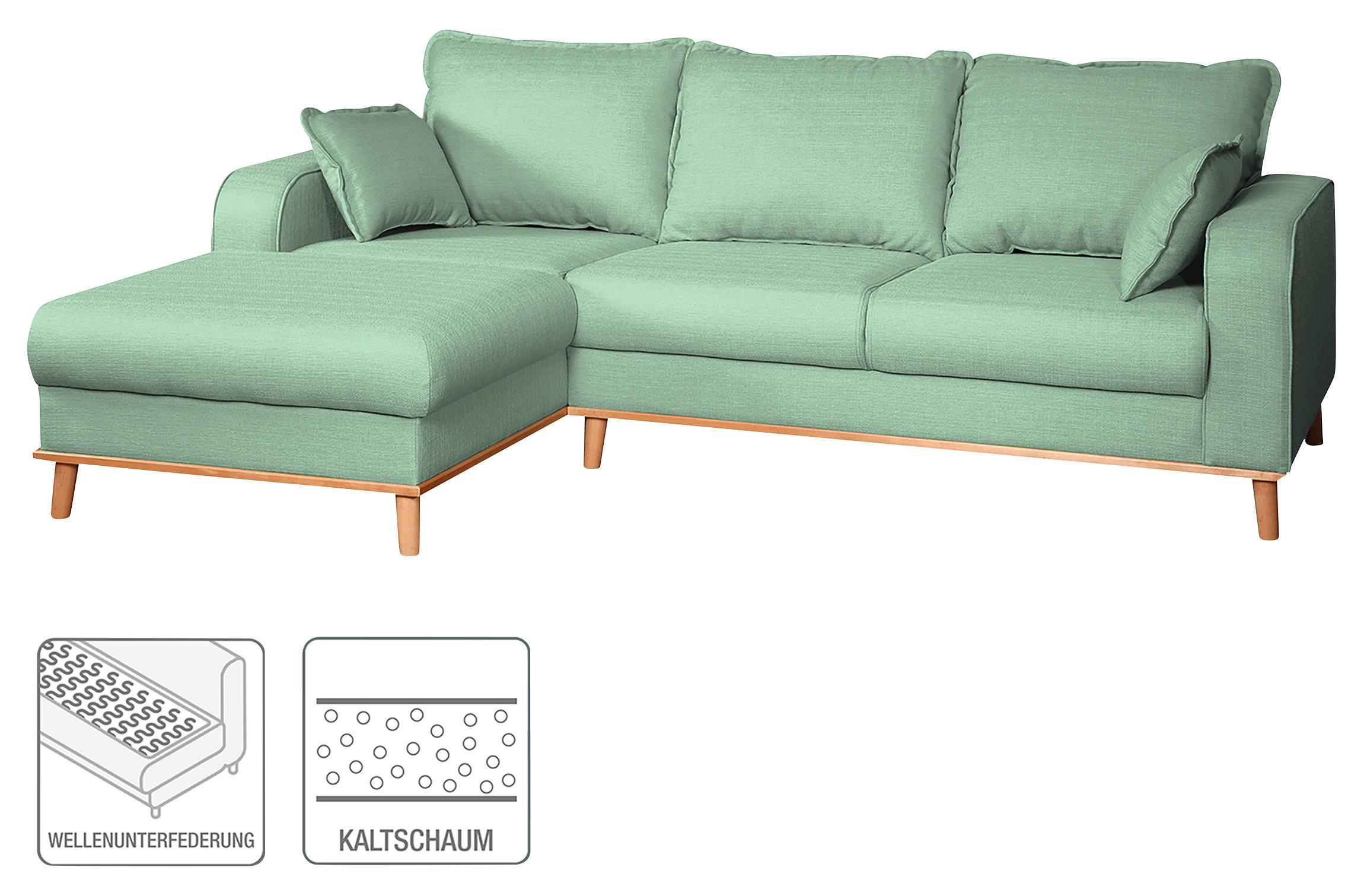 Ecksofa Beata Mintgrün S: 150x230 Cm - Wengefarben/Mintgrün, Design, Textil (150/230cm) - Livetastic