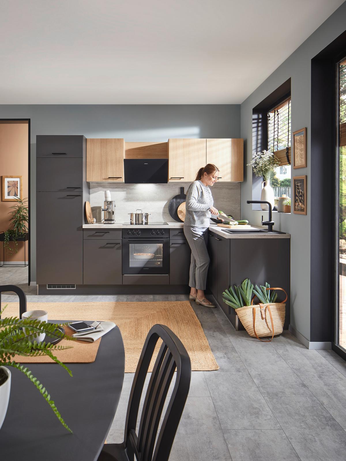 Eckküche Pn80/100 - Eichefarben/Beige, Trend, Holzwerkstoff (275/175cm) - Pino