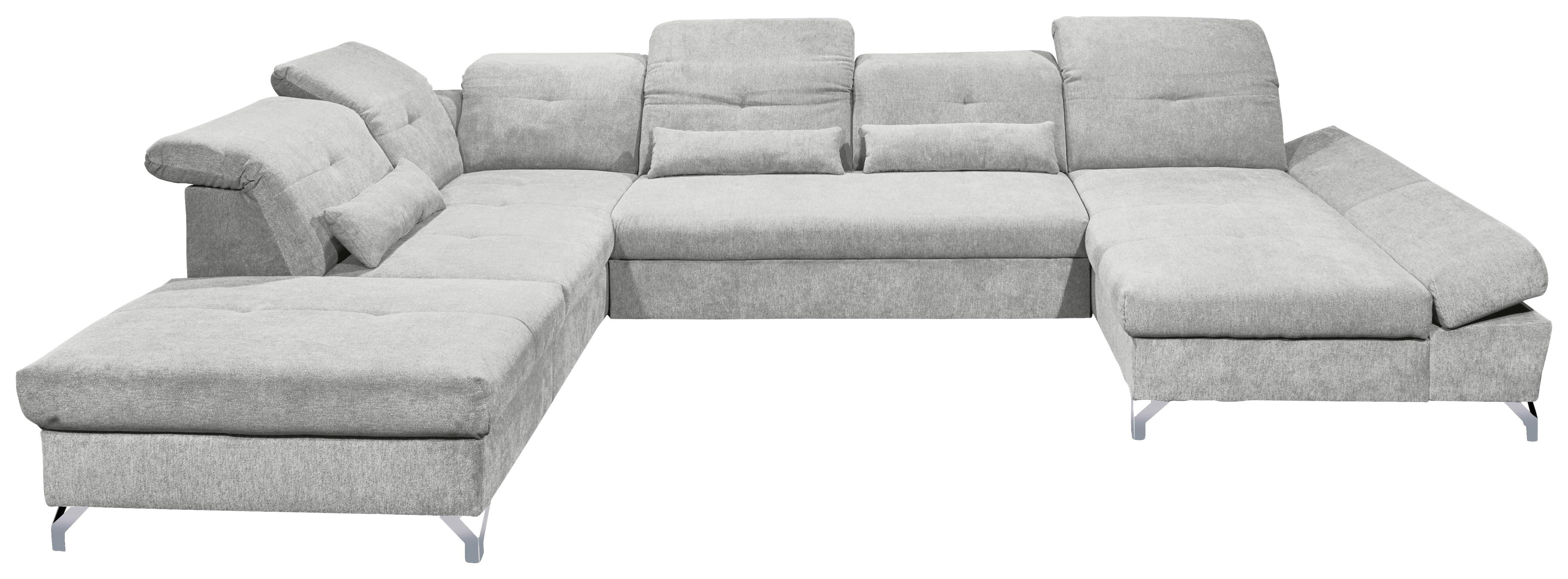 Ecksofa Melfi Hellgrau U: 245 cm - Silberfarben/Hellgrau, MODERN, Textil (245/350/168cm) - MID.YOU