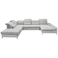 Ecksofa Melfi Hellgrau U: 245 Cm - Silberfarben/Hellgrau, MODERN, Textil (245/350/168cm) - MID.YOU