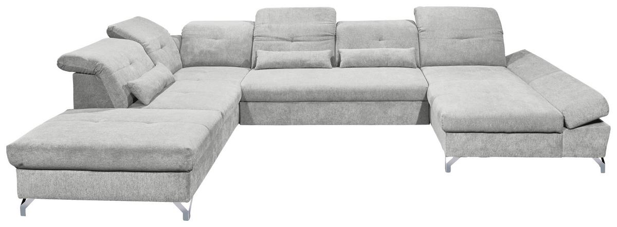 Ecksofa Melfi Hellgrau U: 245 Cm - Silberfarben/Hellgrau, MODERN, Textil (245/350/168cm) - MID.YOU