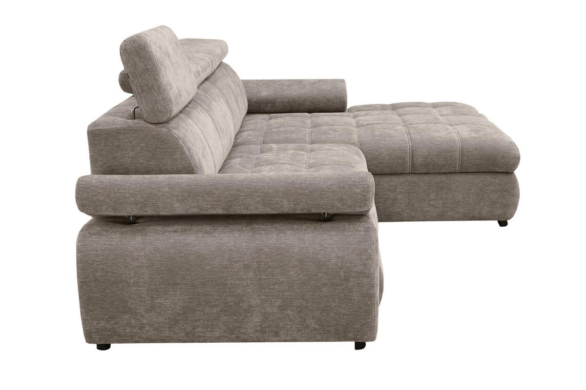 Rohová sedačka VEGAS, pravá, šedohnědá žinylka - černá/šedohnědá, Design, dřevo/textil (294/173cm)