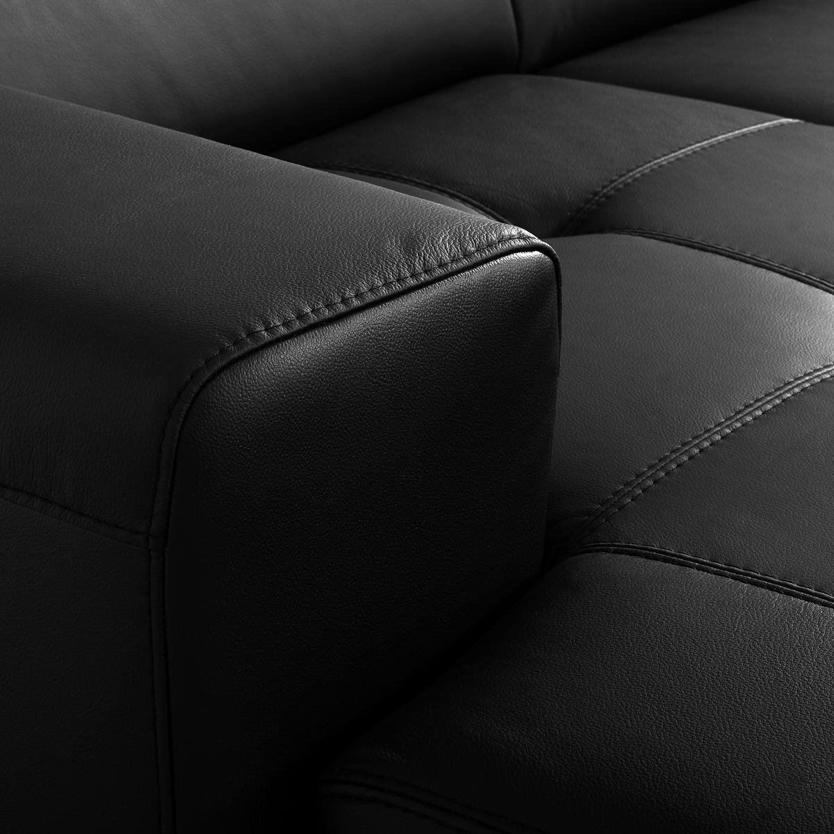 Ecksofa Torino Teilleder Schwarz 173x247 - Schwarz, Design, Leder/Textil (173/247cm) - Livetastic