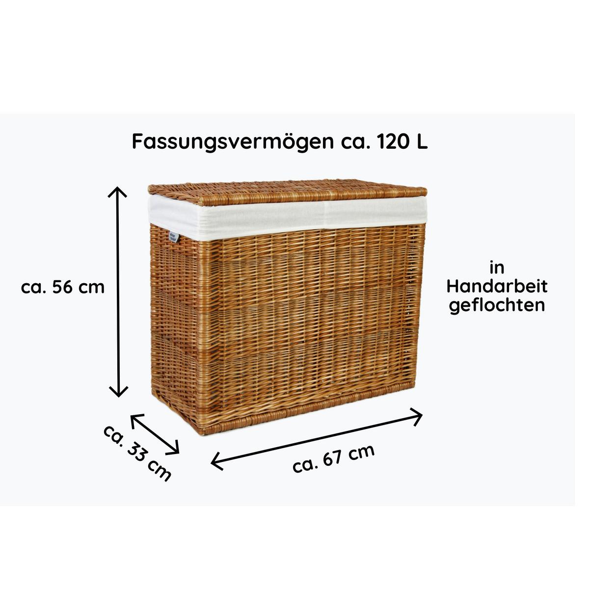Wäschesammler Weide, LxBxH: 68x34x57 cm - Braun, Basics, Holz (68/34/57cm)