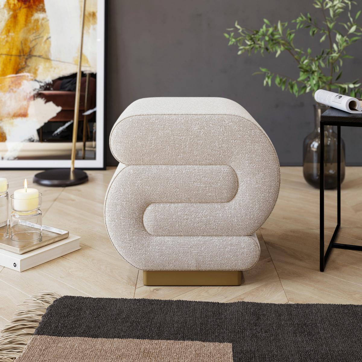 Hocker Sally Beige B: 40 Cm - Beige/Goldfarben, Design, Textil (40/42/42cm) - Livetastic