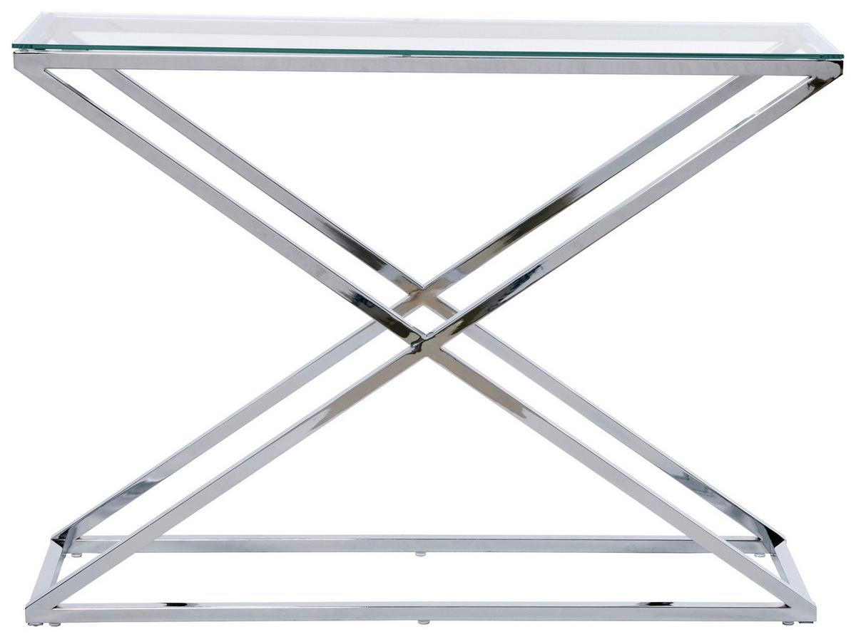 Konsolentisch Xtra Console Chromfarben B: 30 cm - Chromfarben/Klar, MODERN, Glas/Metall (100/30/74cm) - Livetastic