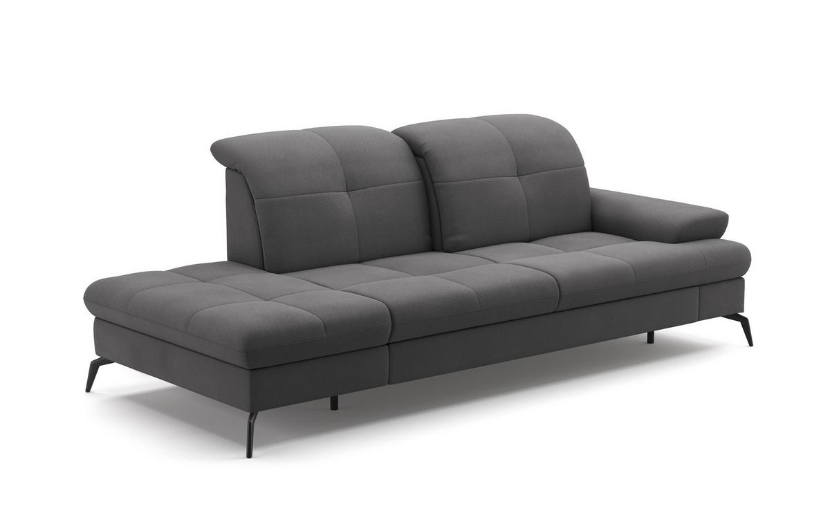 Récamiere Amica E, Grau B: 231 Cm - Schwarz/Grau, KONVENTIONELL, Textil (231/90/122cm) - Sit & More