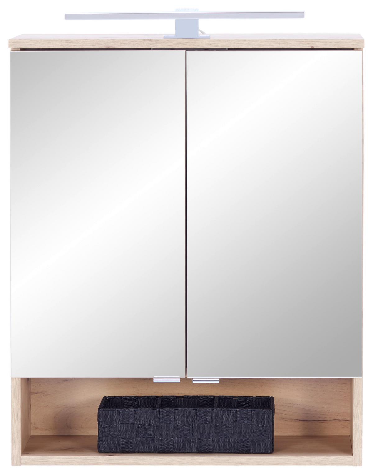 Spiegelschrank Fresh Mit Led 2-Türig Bht: 60x75x20 Cm - Eiche Artisan, KONVENTIONELL, Glas/Holzwerkstoff (60/75/20cm) - Ondega