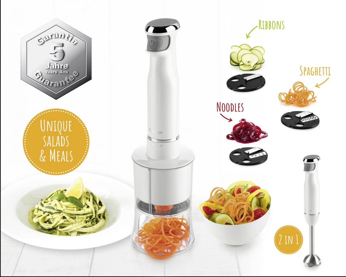 Stabmixer Spiralizer Weiß, 600 W - Weiß, MODERN, Kunststoff/Metall (11/11/39,5cm)