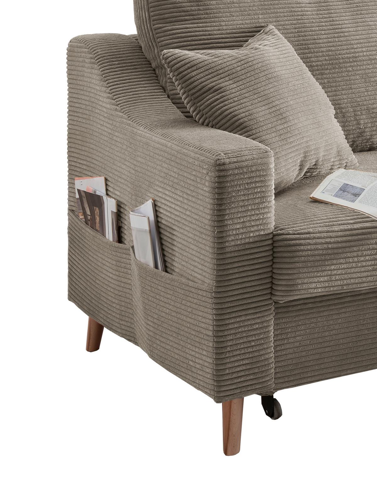Ecksofa Valentina - Graubraun/Naturfarben, Design, Textil (228/150cm) - P & B