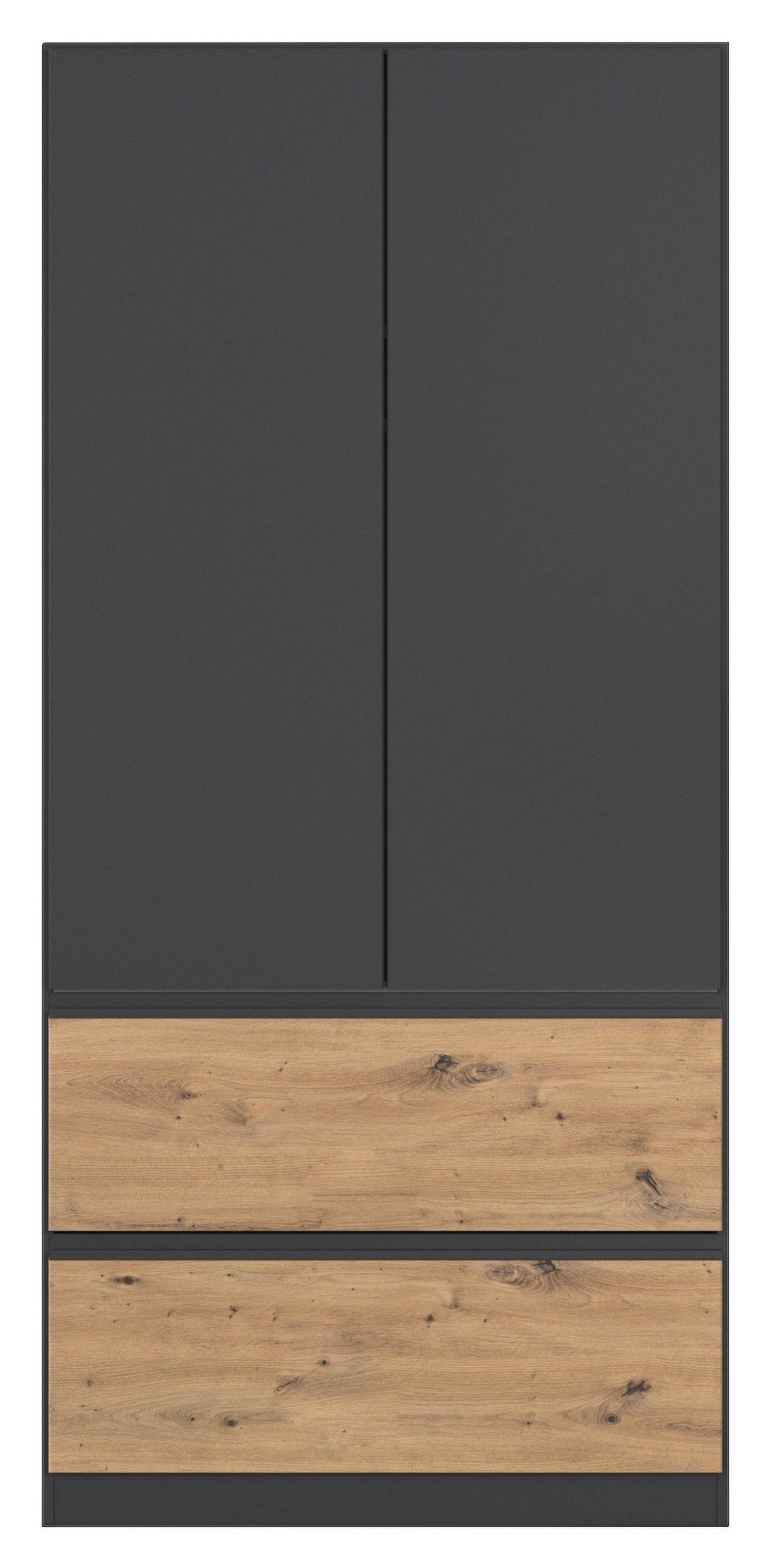 Drehtürenschrank Costa Grau Eiche Artisan Dekor - Eiche Artisan/Grau, MODERN, Holzwerkstoff (91/197/54cm) - Rauch Möbel