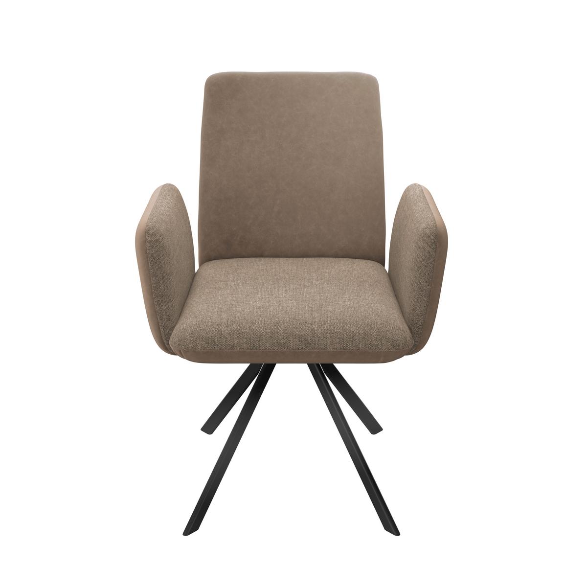Armlehnstuhl Kian Webstoff braun, B: 65 cm - Schwarz/Braun, Trend, Textil/Metall (65/88/63cm)