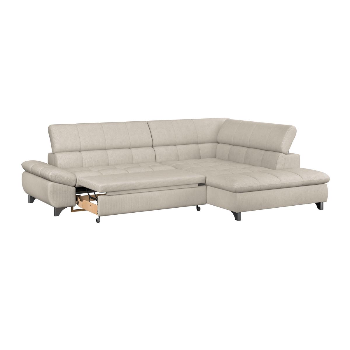 Ecksofa Mit Schlaffunktion Gemini Beige 312x234 Cm - Chromfarben/Beige, KONVENTIONELL, Textil (312/234cm)