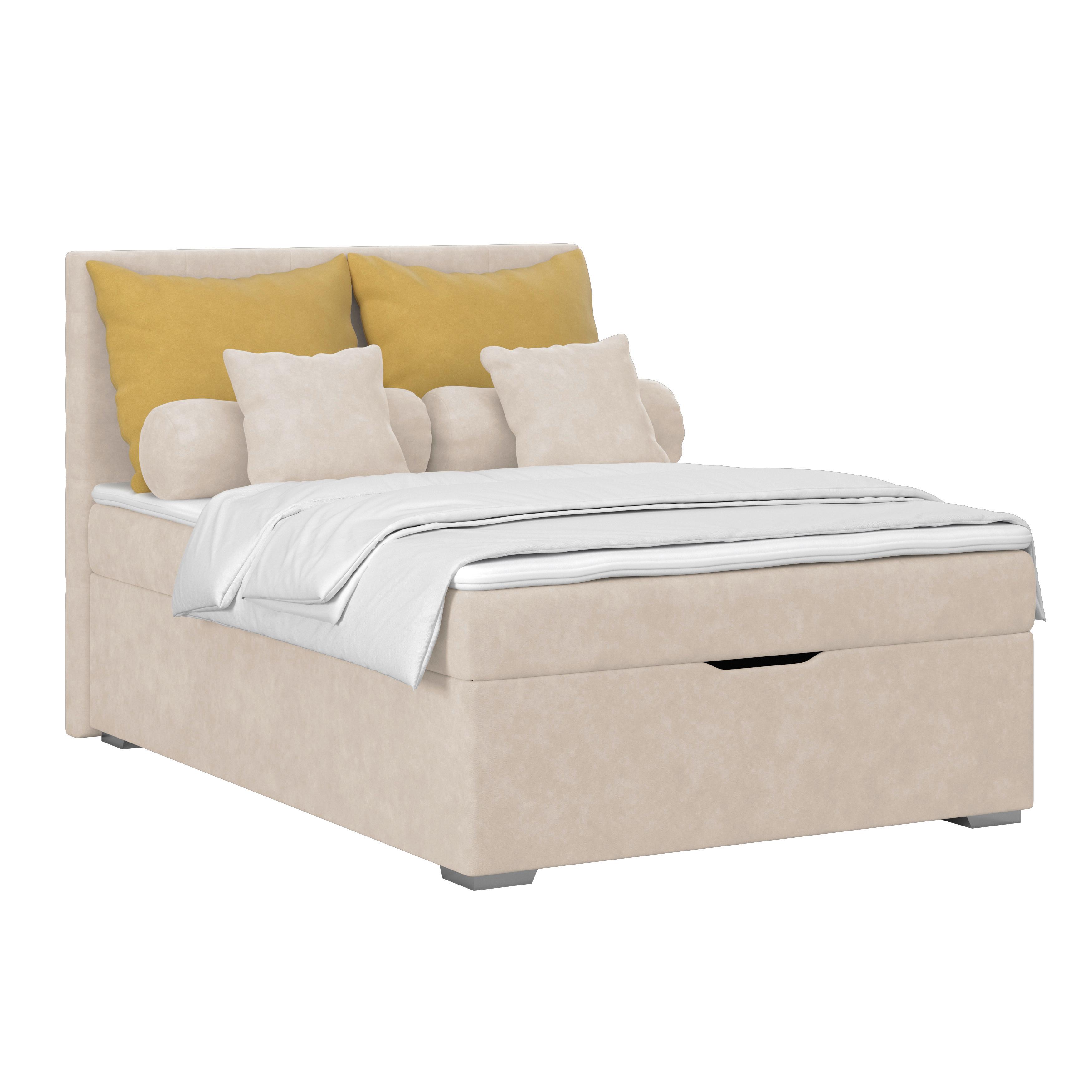 Polsterbett Adria - Chromfarben/Beige, KONVENTIONELL, Holz/Textil (140/200cm)