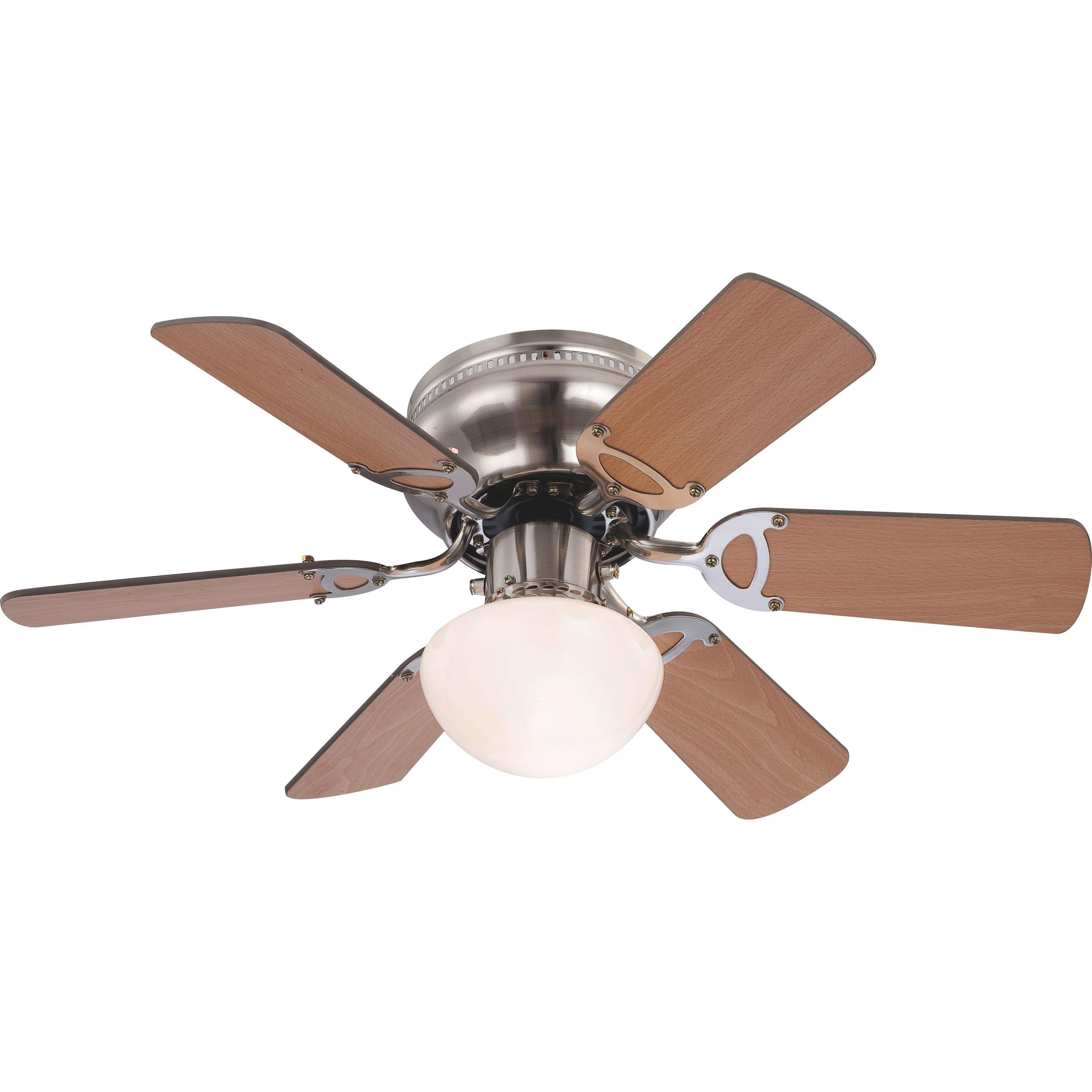 Holzfarbener Deckenventilator mit dimmbarem Licht