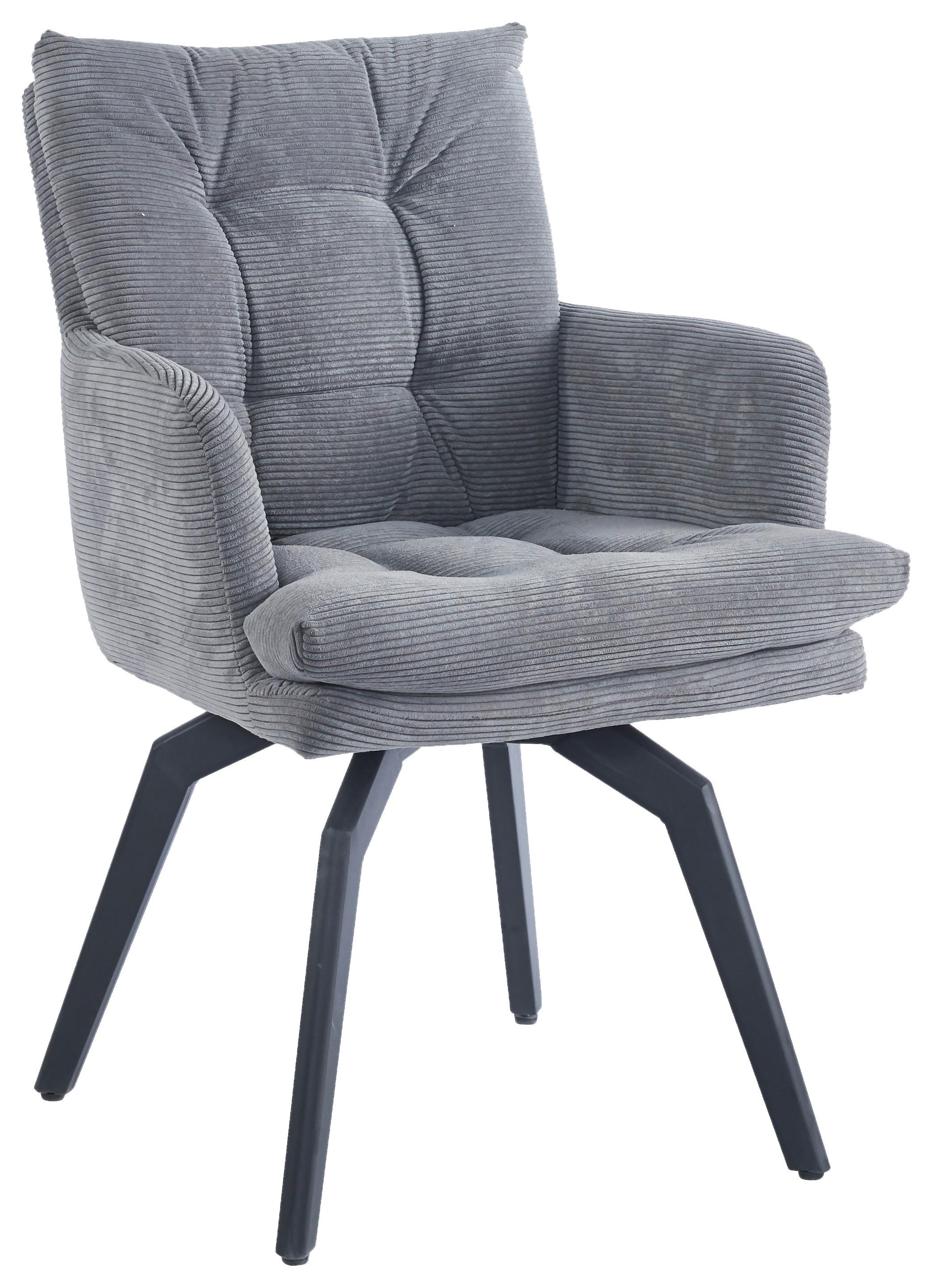 ŽIDLE S PODRUČKAMI HANNA - šedá/černá, Moderní, kov/textil (60/88/64cm) - Mömax