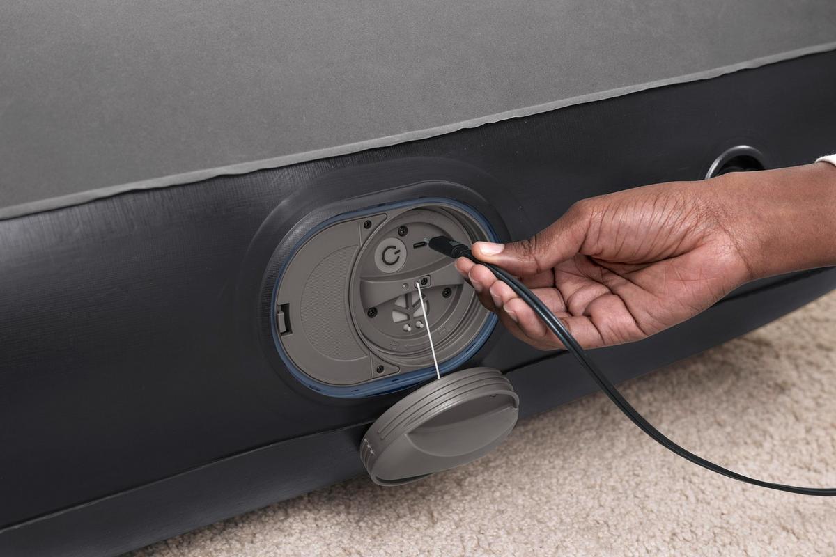 Luftbett Lisha 191x137x30 cm Bis 300kg, inkl. Pumpe - Dunkelgrau/Schwarz, KONVENTIONELL, Kunststoff/Metall (191/137/30cm) - Bestway