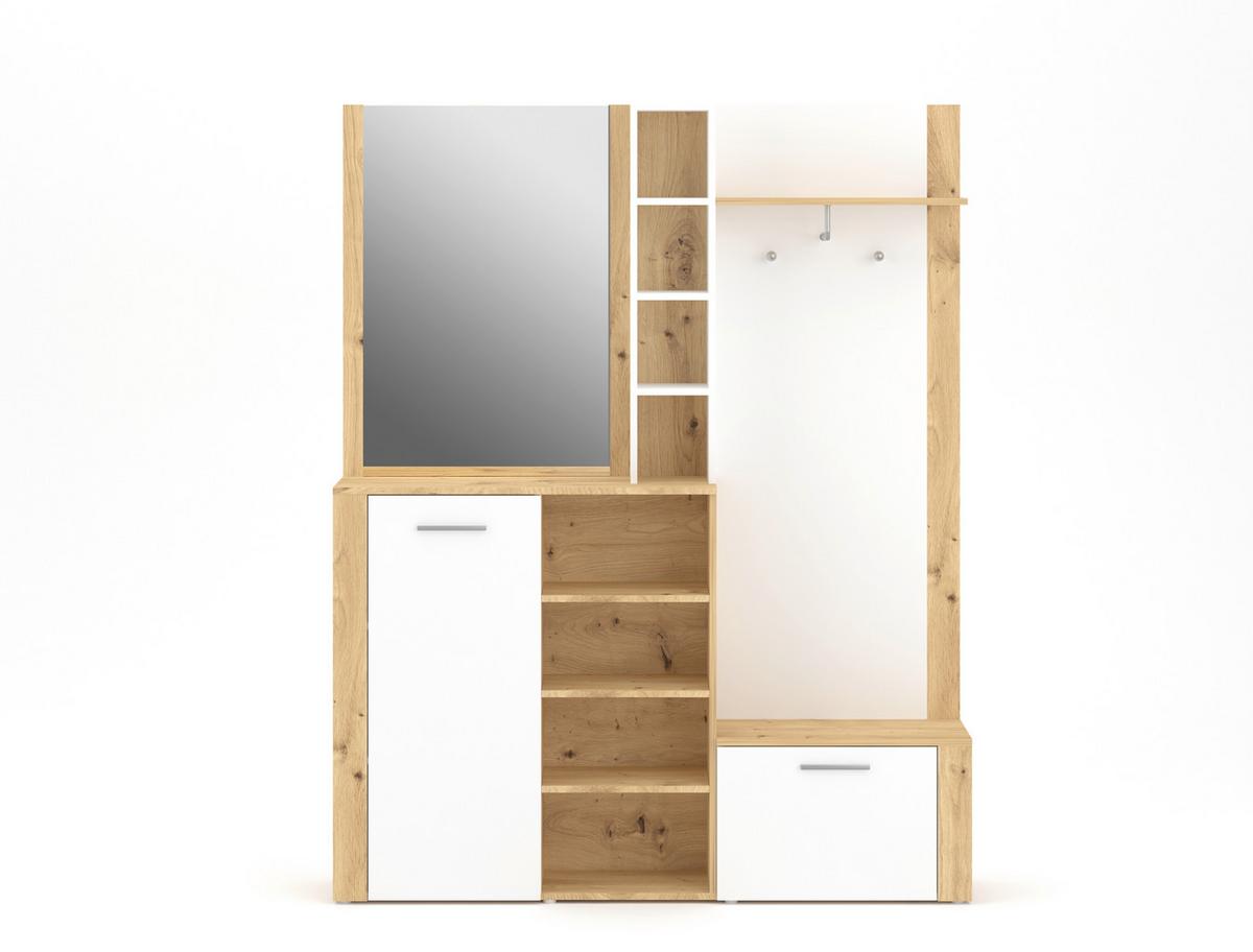 Predsieňový nábytk VIZA, dub artisan, biela - biela/dub artisan, Konventionell, kompozitné drevo (150/190/31,8cm)