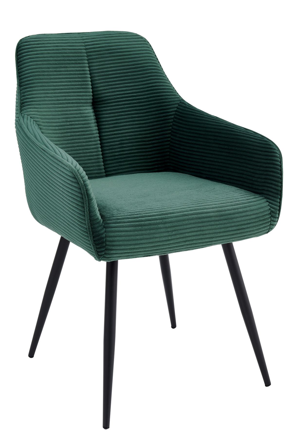 Armlehnstuhl-Set Verona II S 2er-Set - Schwarz/Grün, MODERN, Textil/Metall (53/85/62cm) - MID.YOU