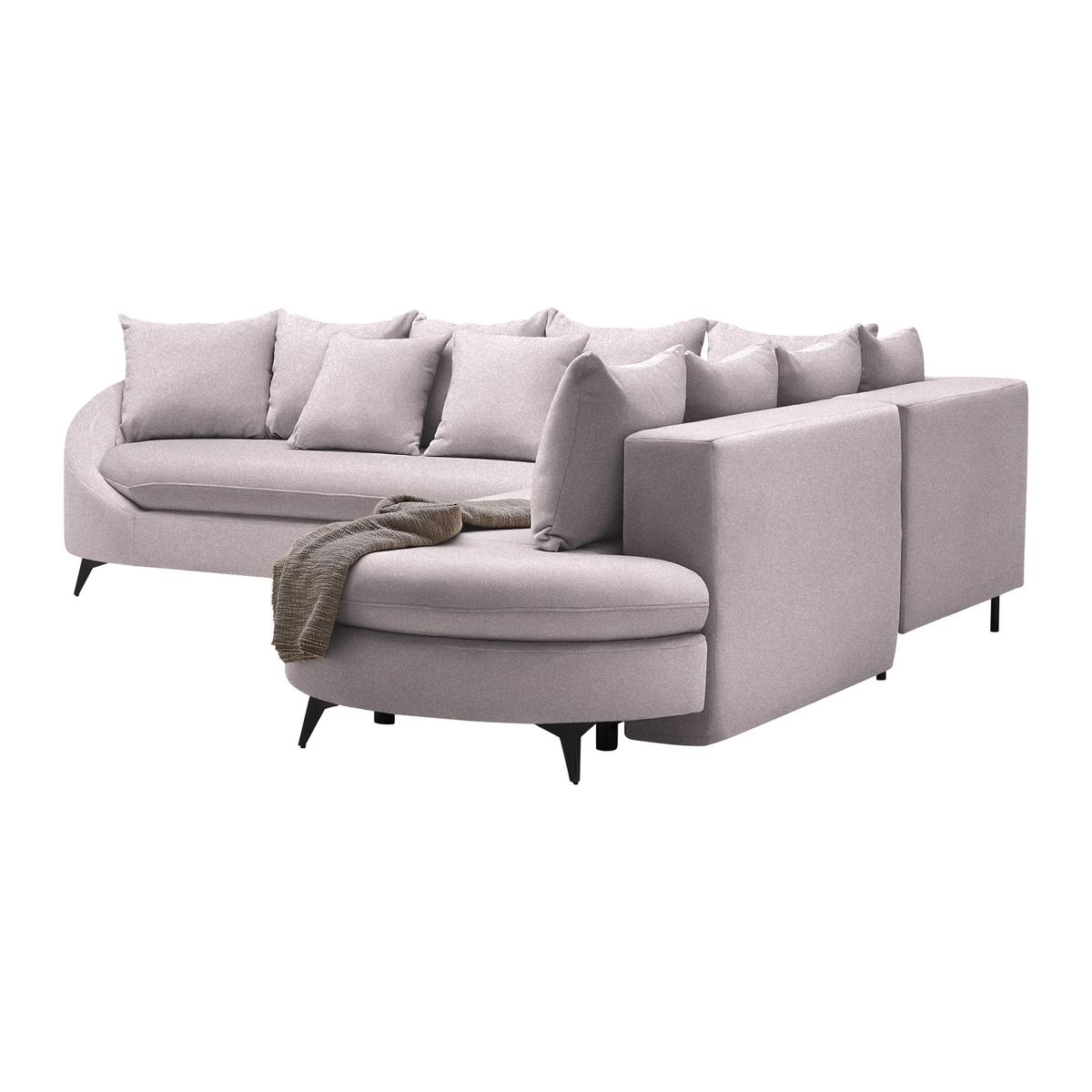 Rohová sedačka AXEL, pravá, šeříková tkanina - černá/šeříková, Moderní, kov/textil (291/250cm) - Mömax