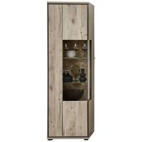 Vitrine Ruben - Eichefarben/Schwarz, KONVENTIONELL, Glas/Holzwerkstoff (60/205/40cm) - Livetastic
