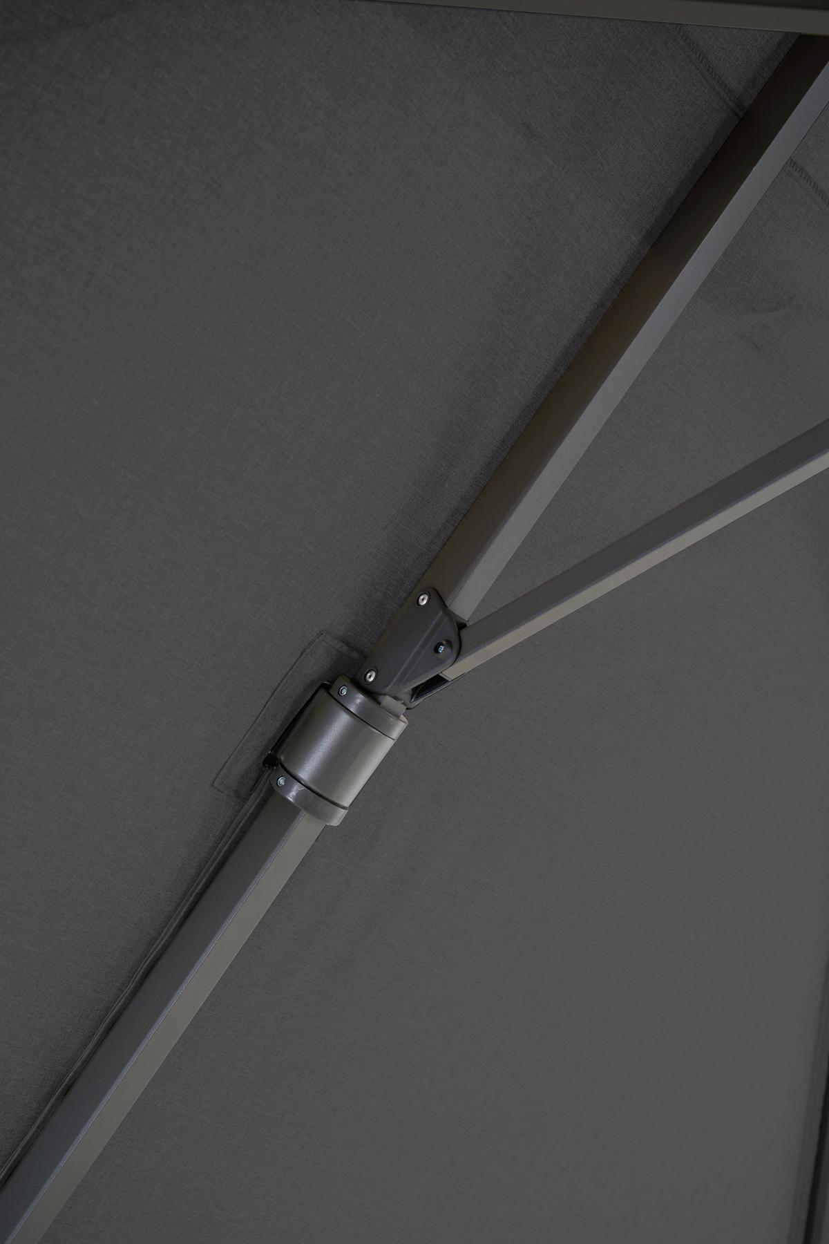 Ampelschirm Bl: 300x300cm Anthrazit - Anthrazit, MODERN, Textil/Metall (300/300cm) - Siena Garden