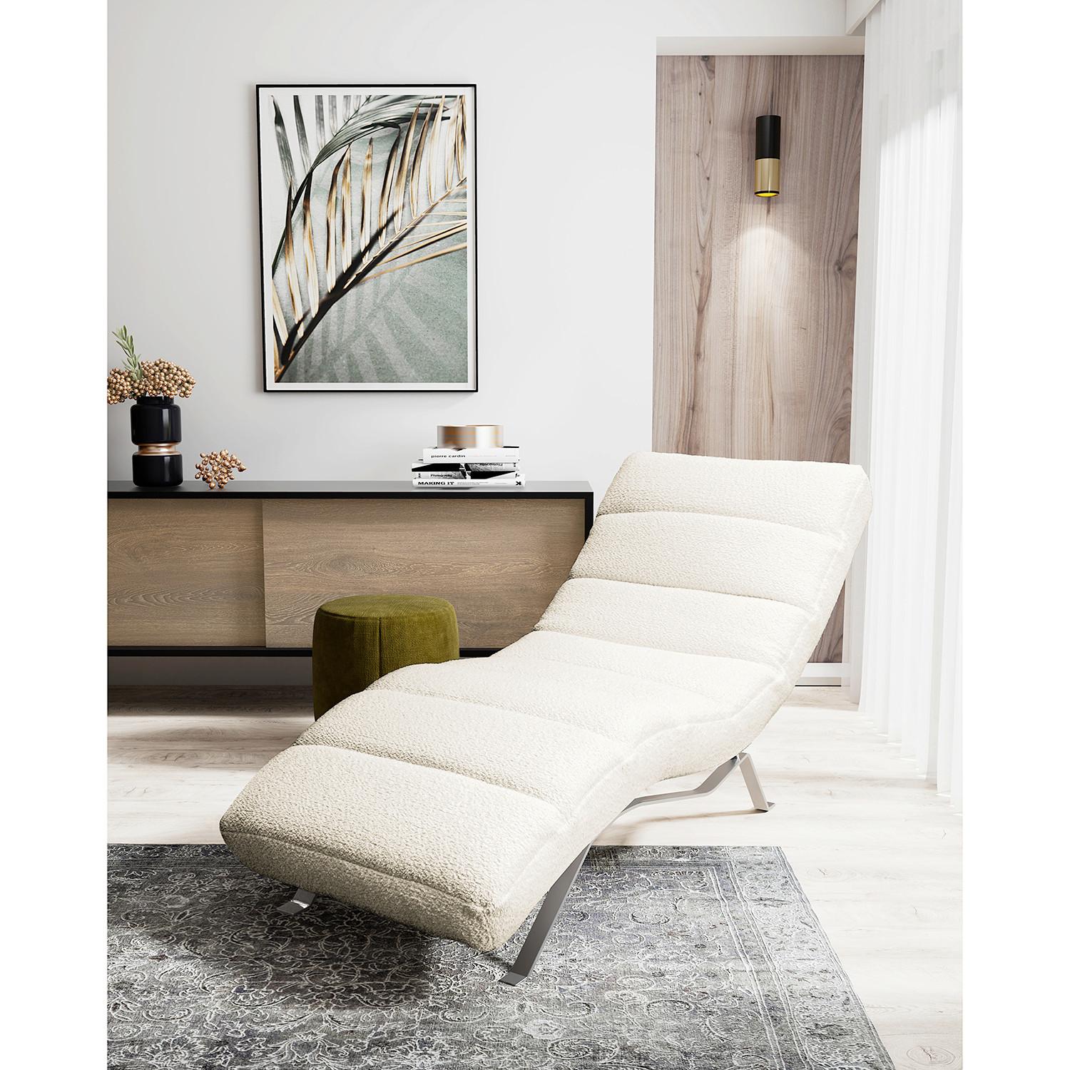 Relaxliege Swing Silver Weiß B: 65 cm - Silberfarben/Weiß, Design, Textil (65/65-95/171cm) - Livetastic