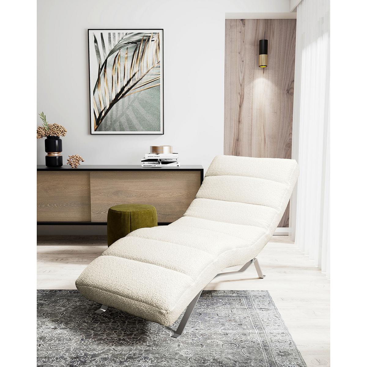 Relaxliege Swing Silver Weiß B: 65 cm - Silberfarben/Weiß, Design, Textil (65/65-95/171cm) - Livetastic