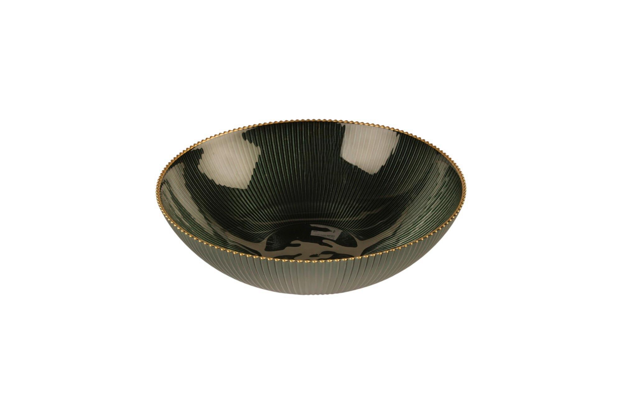 Schüssel Filipa - Dunkelgrün/Goldfarben, Design, Glas (24,8cm) - Luca Bessoni