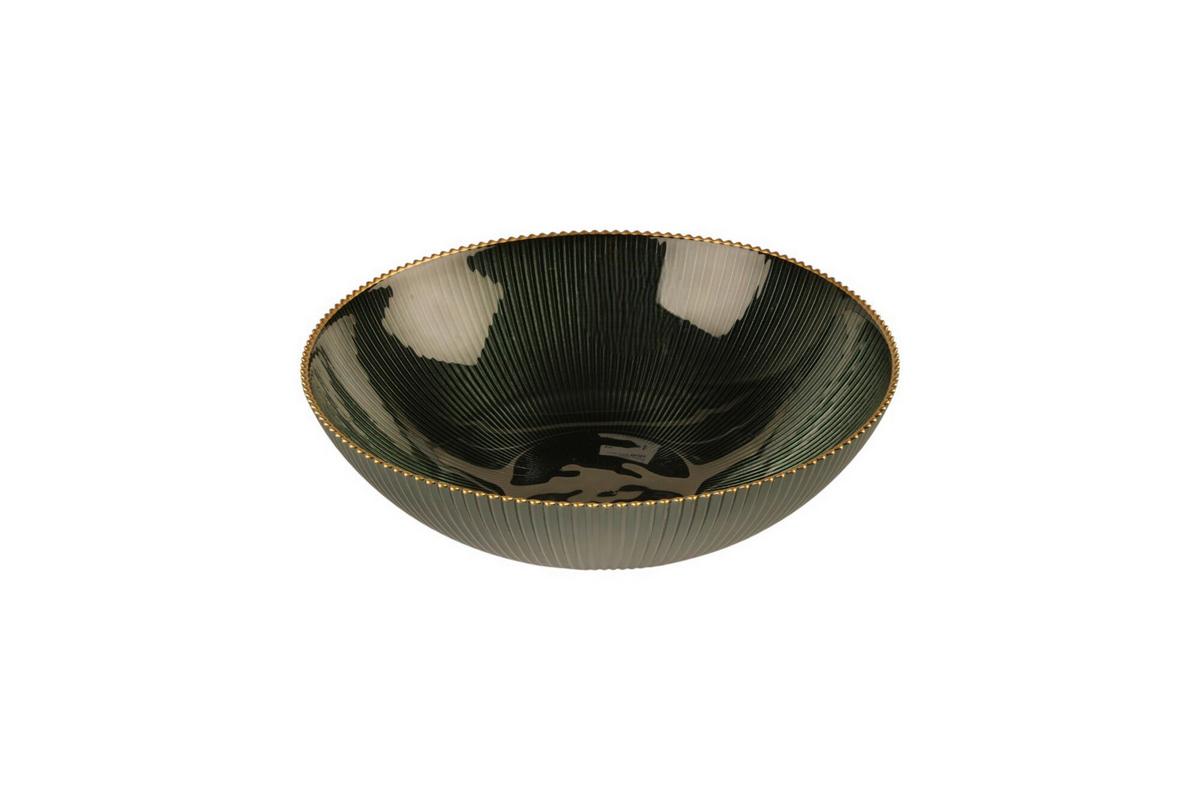 Schüssel Filipa - Dunkelgrün/Goldfarben, Design, Glas (24,8cm) - Luca Bessoni