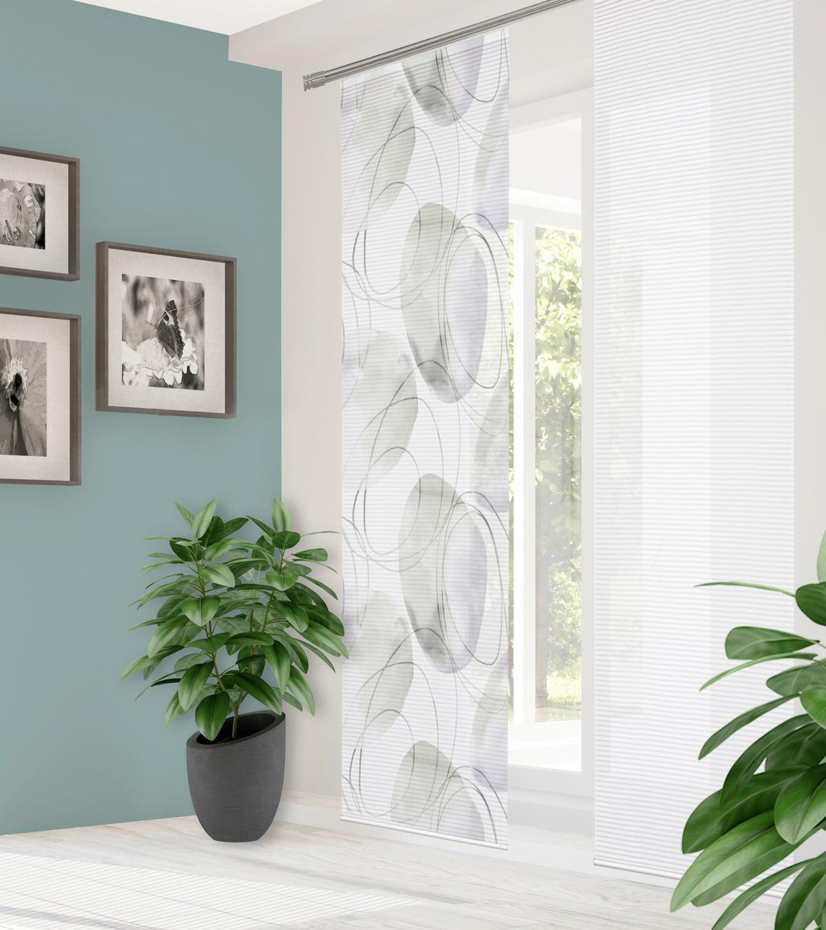 Flächenvorhang Ellrik - Flieder/Weiß, Natur, Textil (60/245cm)