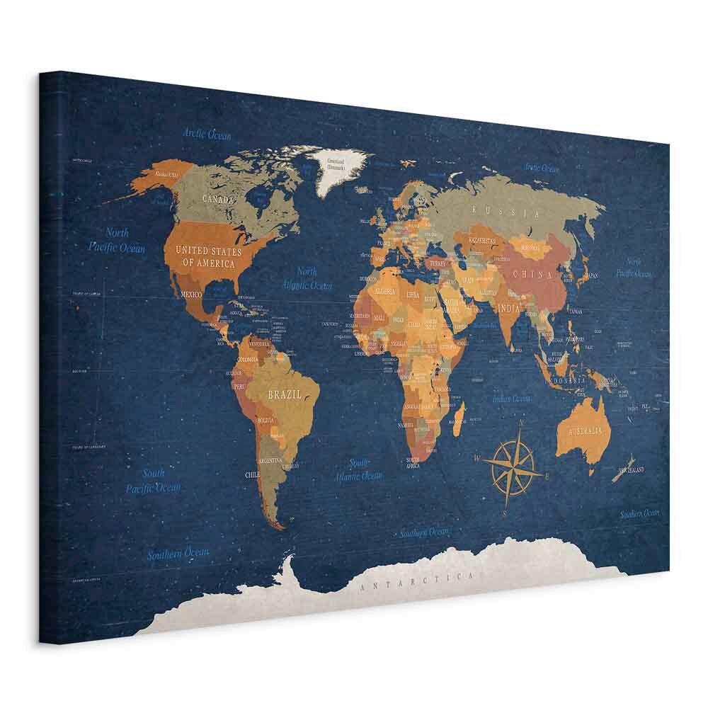 LEINWANDBILD Blau Hellbraun B: 60 cm - Blau/Hellbraun, Basics, Holzwerkstoff/Textil (60/40/1,2cm) - artgeist
