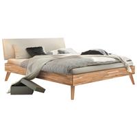 Bett Pesaro Mit Gepolstertem Kopfteil 160x200 - Buchefarben/Weiß, Design, Holz/Textil (160/200cm) - Hasena
