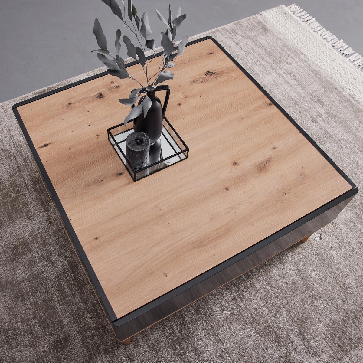 Konferenčný stolík FOSCO - sivá/farba duba, Modern, drevo (80/80/38cm) - Bessagi Home