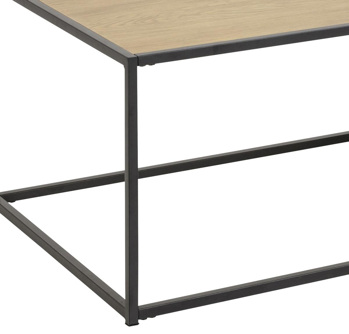 Couchtisch Mit Ablage Seaford, Eichefarben/schwarz - Eichefarben/Schwarz, Trend, Holzwerkstoff/Metall (110/60/40cm) - Livetastic