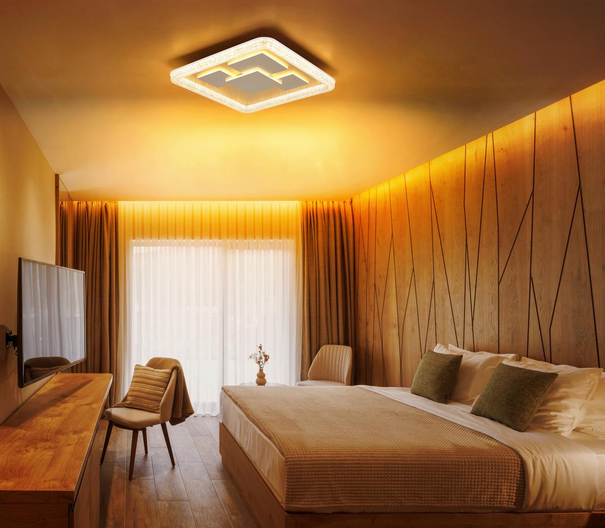 LED-Deckenleuchte 3000k, 40w - Klar/Goldfarben, Design, Kunststoff/Metall (48,8/48,8/7cm) - Globo