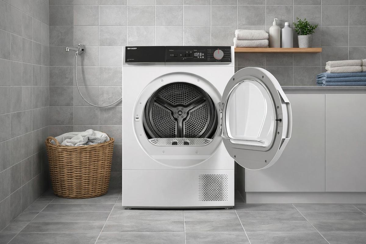 Wärmepumpentrockner Kd-nha8s6 Gw1d-De, Füllmenge 8 Kg - Weiß, Basics, Kunststoff (59,6/84,5/60,9cm) - Sharp