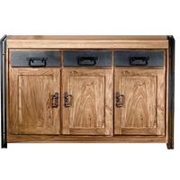 Sideboard Akazie B: 140cm - Schwarz/Naturfarben, Design, Holz/Metall (140/90/40cm) - MID.YOU
