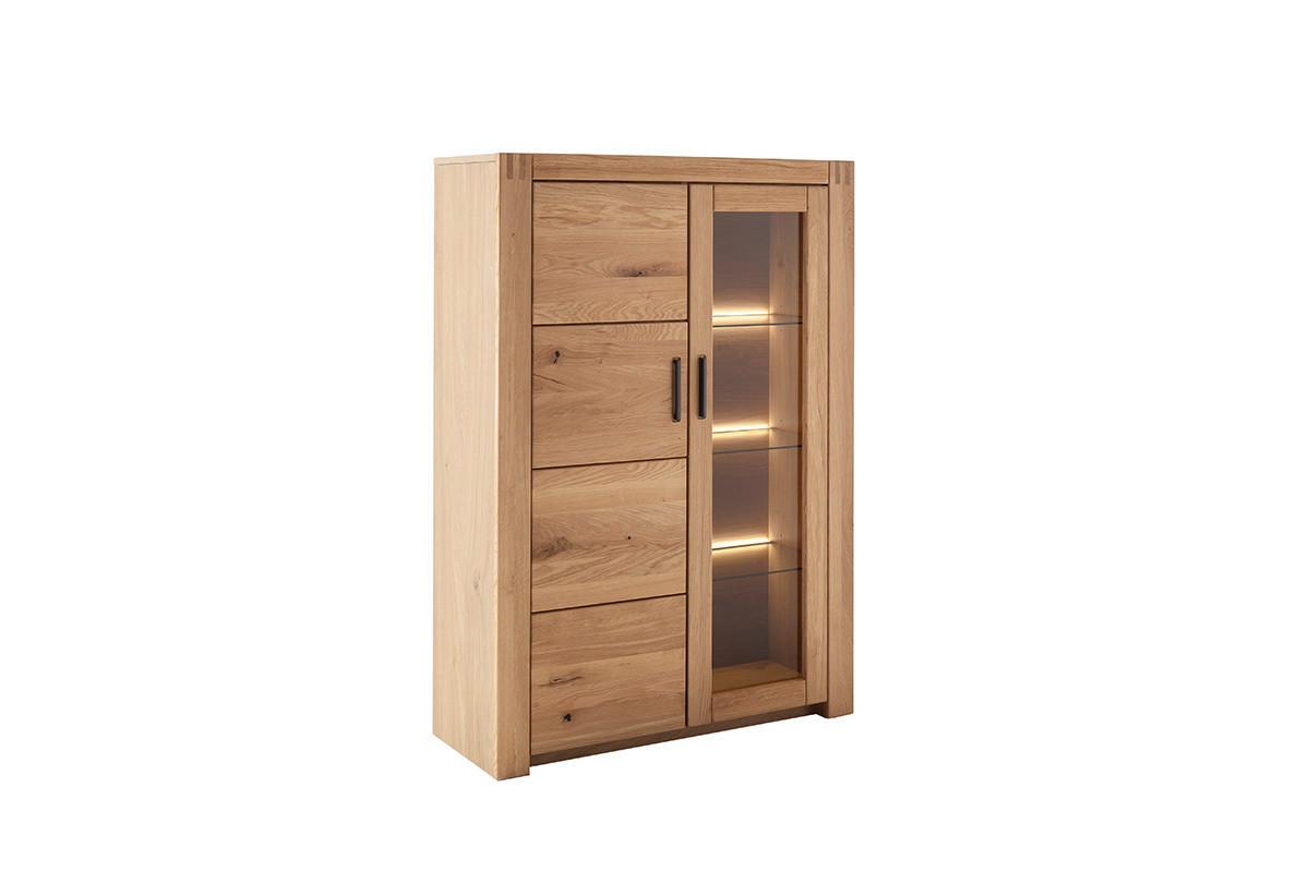 Highboard Prag - Eichefarben, Design, Glas/Holz (97/139/37cm) - Livetastic