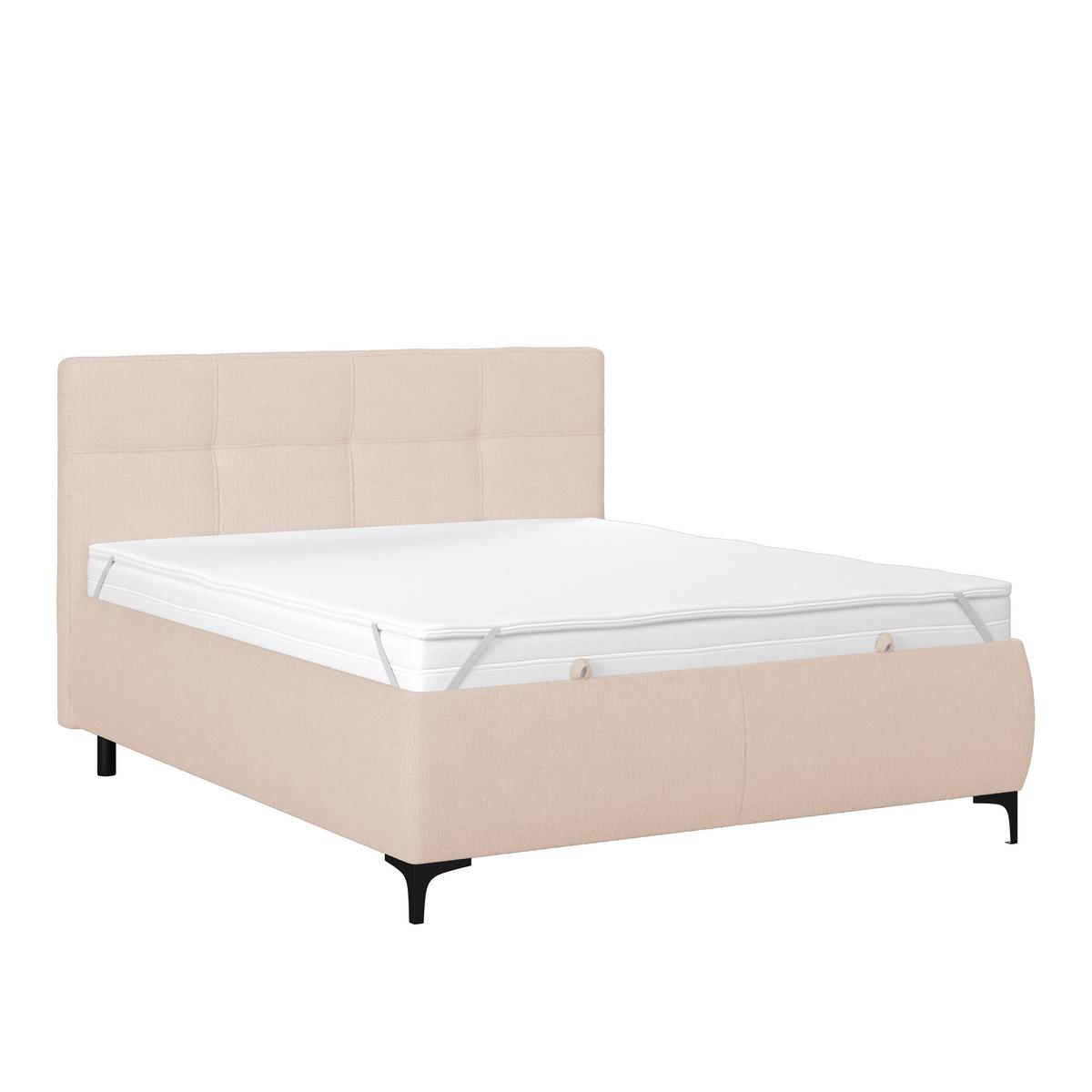 Polsterbett Zeni 140 - Beige/Schwarz, KONVENTIONELL, Holz/Textil (140/200cm)