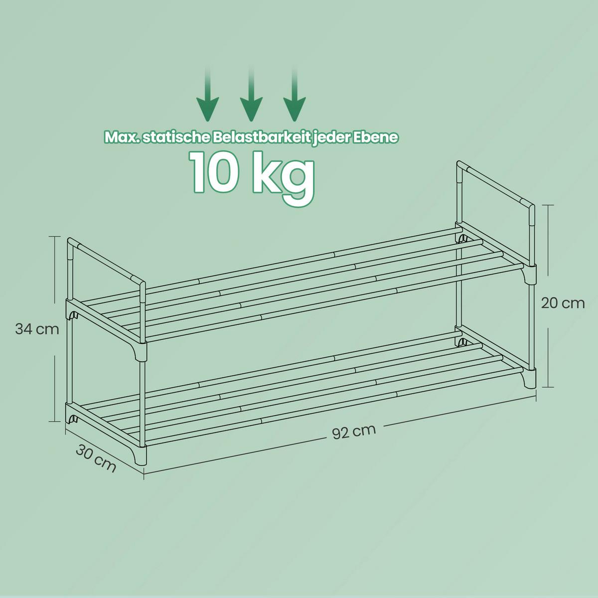 Schuhregal Schwarz B: 92cm - Schwarz, Basics, Kunststoff/Metall (92/34/30cm)