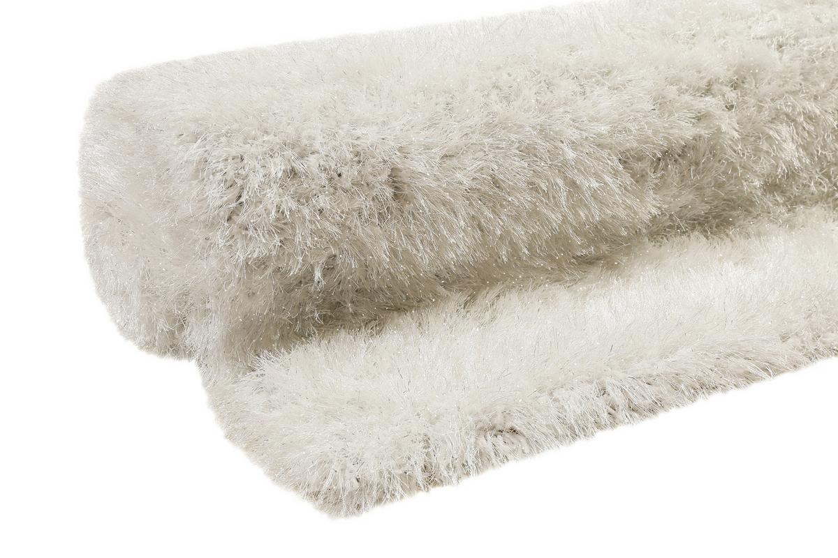 Hochflorteppich Shiny Touch Weiß/Silberfarben 133x200 cm - Weiß, KONVENTIONELL, Textil (133/200cm) - WECON HOME
