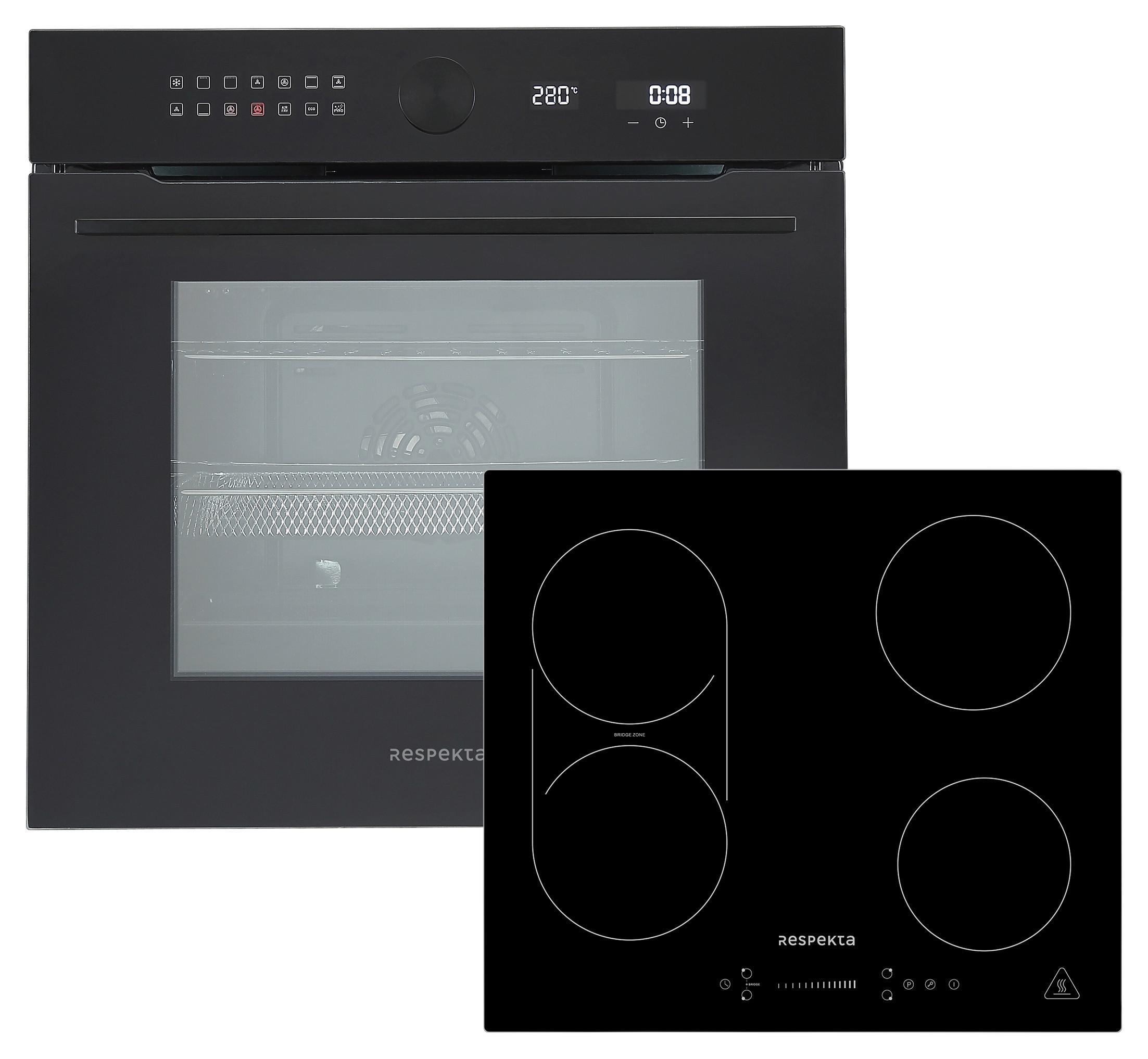 Backofenset Schwarz B: 59,5 cm - Schwarz, Basics, Glas/Metall (59,5/59,5/57,5cm) - Respekta