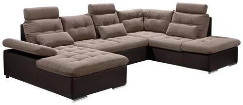 Wohnlandschaft Jakarta U Dunkel/Hellbraun - Hellbraun/Dunkelbraun, MODERN, Holzwerkstoff/Textil (170/324/218cm) - MID.YOU