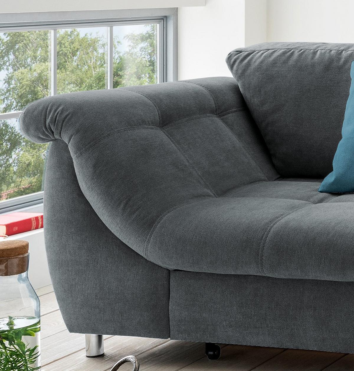 Rohová sedačka AGIRA, pravá, antracitová / modrá - modrá/antracitová, Design, textil (250/190cm) - Livetastic