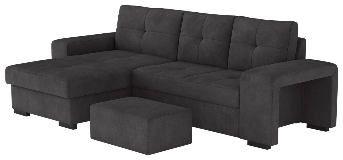 Eckschlafsofa Mattina Schwarz S: 156x268 Cm - Schwarz, MODERN, Textil (156/268cm) - MID.YOU