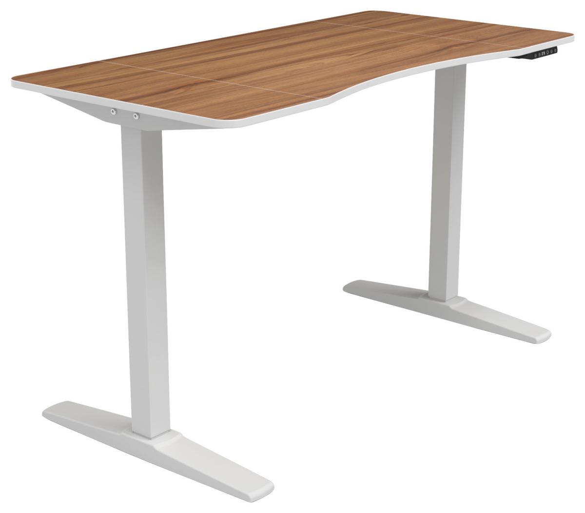 Schreibtisch Höhenverstellbar B: 70 Cm H: 75 Cm Comfort - Walnussfarben/Weiß, MODERN, Holzwerkstoff/Kunststoff (120/75-120/70cm) - MID.YOU