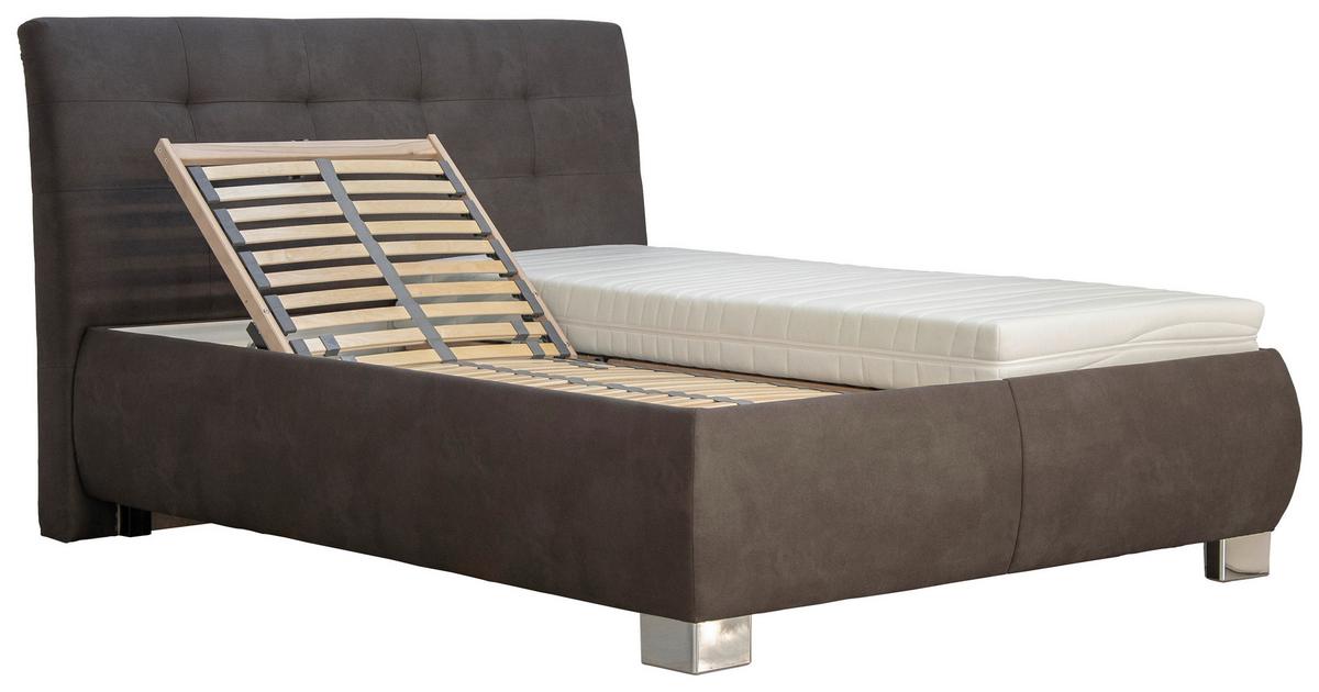 Čalouněná postel s roštem Universe, 160x200, hnědá - hnědá, Moderní, textil (160/200cm)