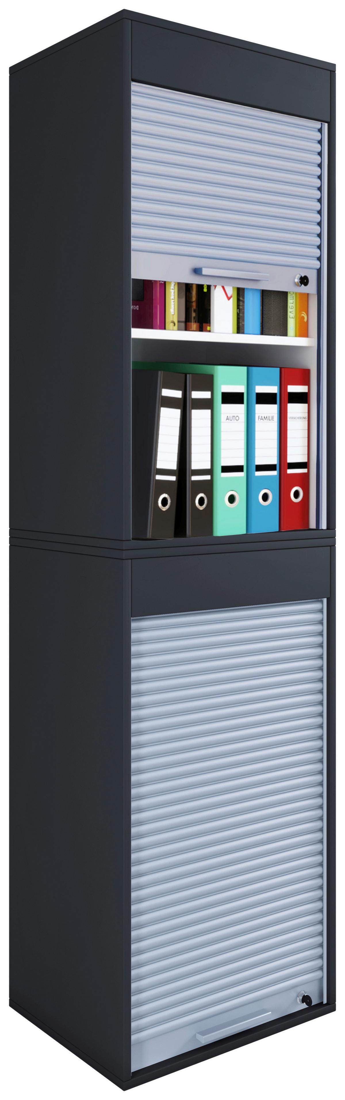 Aktenschrank Aktos Xl Schwarz/grau B: 50 Cm - Schwarz/Grau, MODERN, Holzwerkstoff/Kunststoff (50/186/40cm) - MID.YOU